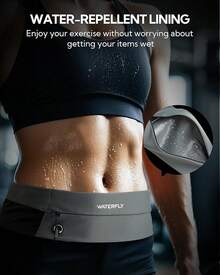 WATERFLY - Riñonera para correr con cinturón de cintura delgada para hombres y mujeres, soporte de teléfono para ejercicio, maratón, jogging, Negro -, Cinturón ligero para correr - gris - Ver 8