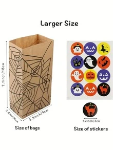 24/32/40/48pcs Halloween Candy Bags With Stickers - "Trick Or Treat" Themed Candy Bags, 8 Different Designs, Suitable For Party Favors, Candy Bags With Fun Sticker Sets, Great For Halloween Party Activities And Gifts - Multicolor - View 2