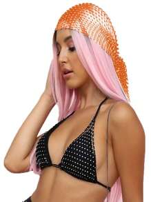 1 peça 45 cm Bandana para cabelo feminino, lenços de com strass para chapéus, lenço de rede de pesca