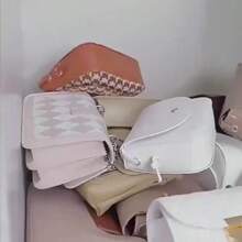 Organisateur de bureau étudiant transparent en 4 pièces - Étagère à fournitures de bureau - Sac dans un sac - Organisateur de maquillage - Support de mini-sac à main - Organisateur de sac à main transparent à 4 compartiments - Rangement de sac à main - Séparateur de rangement pour penderie - Convient pour les sacs à main, les cravates et les écharpes