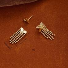 1 Pair 925 Sterling Silver & Copper V-Shaped Luxury Women's Earrings, Suitable For Summer/Daily Wear, Festivals, Parties, Gifts