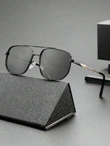 1 Pc Men's Classic Oversized Double Bridge Fashion Glasses, Stylish Fashion Eyewear Suitable For Driving, Travel, Casual, Outdoor Sports, Daily Wear - Multicolor - View 2