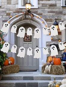 10pcs Ghost Flags Party Decorations Hanging Banners Garland For Halloween Live Streaming Home Room Scene Decor Props - Multicolor - View 2