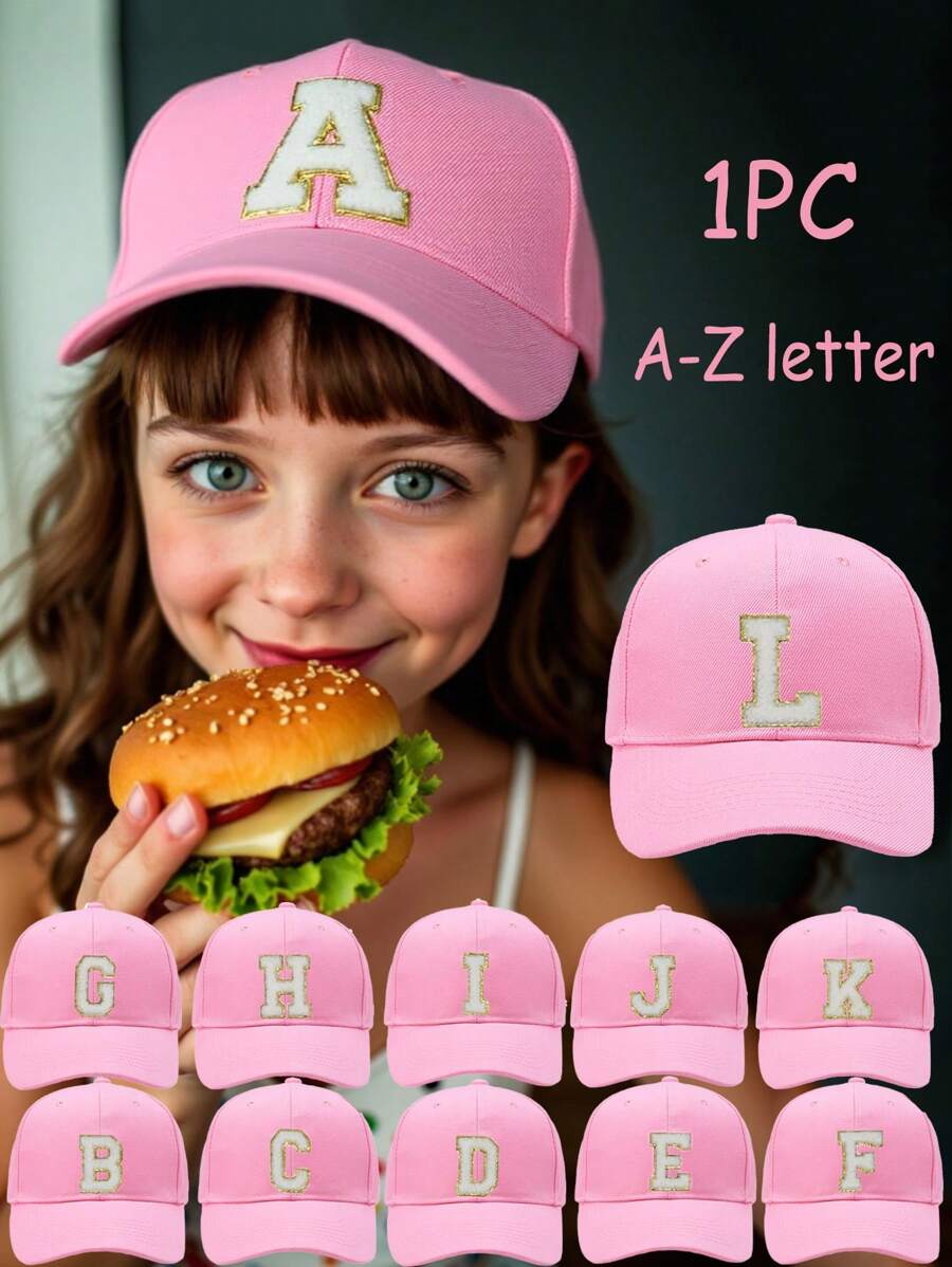 1PC Children 26 Letter Baseball Cap Gold Thread Embroidery Craft Letter Design Style Kpop Fashion Snapback Cap Girls Boys Sun Hats