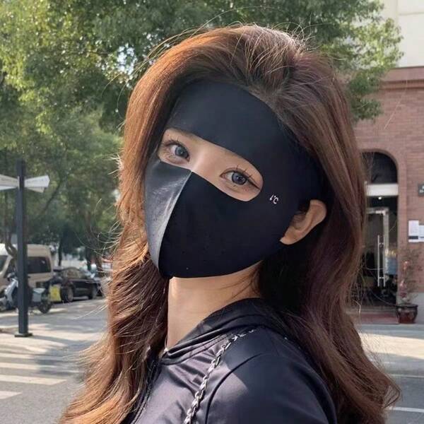 1pc Ice Silk Anti-UV Face Mask, Multiple Colors, Breathable Women Face Cover To Protect Eyes And Skin From Sunlight