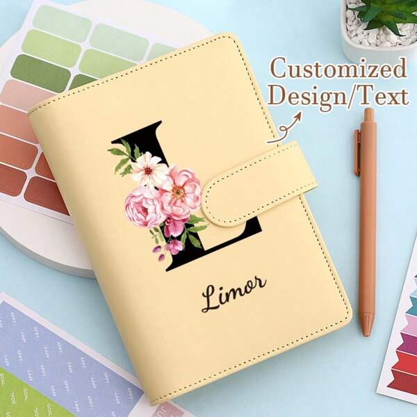 1 Stück individuelle PU Leder A6 Dokumentenmappe - personalisierter Buchstaben/Name gravierter Büroorganizer - elegantes Business Schreibwaren Geschenk mit Kartenfach & Stifthalter - professionelles Arbeits-/Studien-Zubehör für Kollegen/Studenten, Schulanfang, Schulmaterial