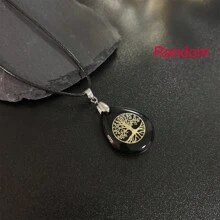 1pc Asymmetrical Pattern Natural Crystal Life Tree Pendant Necklace, Fashionable Everyday Wear For Women