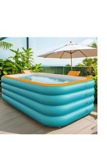 Inflatable Swimming Pool - Made Of Thick PVC Material, Suitable For Bathing And Relaxation, Foldable, Great For Outdoor Garden Entertainment And Summer Parties, Durable Design - Available In Multiple Models - A - View 3