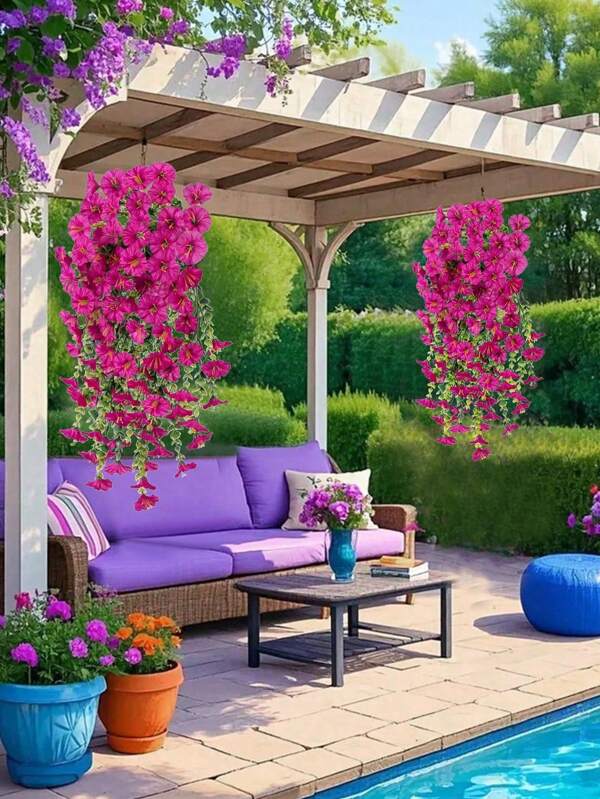 2 pezzi/4 pezzi di fiori artificiali che pendono, che sono piante che si infrangono. Possono essere utilizzati come decorazioni per piante verdi da parete, adatti per decorazioni all'aperto, decorazioni a forma di strada, decor autunnali, decorazione a casa, decori autunnali e di Ognissanti, ornamenti per matrimoni e piante