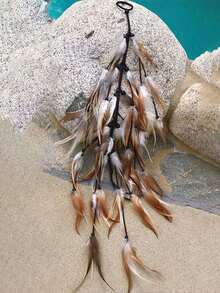 1pc Exaggerated Feather Headband, Bohemian Style Women's Halloween Hair Accessory - Multicolor - View 3