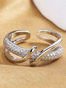 1pc Minimalist Stainless Steel Open Ring, Geometric Design, Fashionable & Suitable For Daily Wear - Silver - View 2