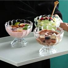 6pcs/4pcs/2pcs Ice Cream Dessert Bowls, 6oz Vintage Glass Containers With Sturdy Base, Suitable For Sundae, Fruit, Ice Cream, Snacks, Condiments. Thick And Heat-Resistant. - Lotus Bowl - View 6