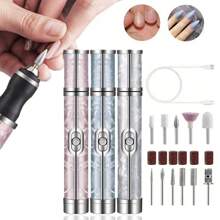 Electric Nail Drill, USB Rechargeable - Electric Nail Drill, For Acrylic Nail Kits, Portable Wireless Electric Nail File Polishing Tool Manicure Pedicure Set, With 11pcs Nail Drill Bits + 6pcs Sanding Bands, Suitable For Home Salon, Quick Tool For Nail Grooming