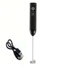 可充电USB奶泡器，手持式电动奶泡器，咖啡奶泡器，三档速度调节，迷你奶泡器兼饮品搅拌器，500mAh - 黑色 - 查看 10