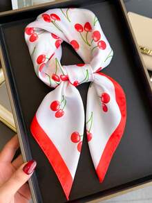 1pc Vintage And Fashionable Leopard Print Animal Print Satin Square Scarf Headband Bandana, Versatile Women's Silk Imitation Scarf Shawl For Tourism, Vacation, Leisure, And Leisure,Head Scarf, Daily Commuting Small Collar, Fashionable Handbag Decoration Bag Ribbon, Holiday Gift For Mothers And Elders