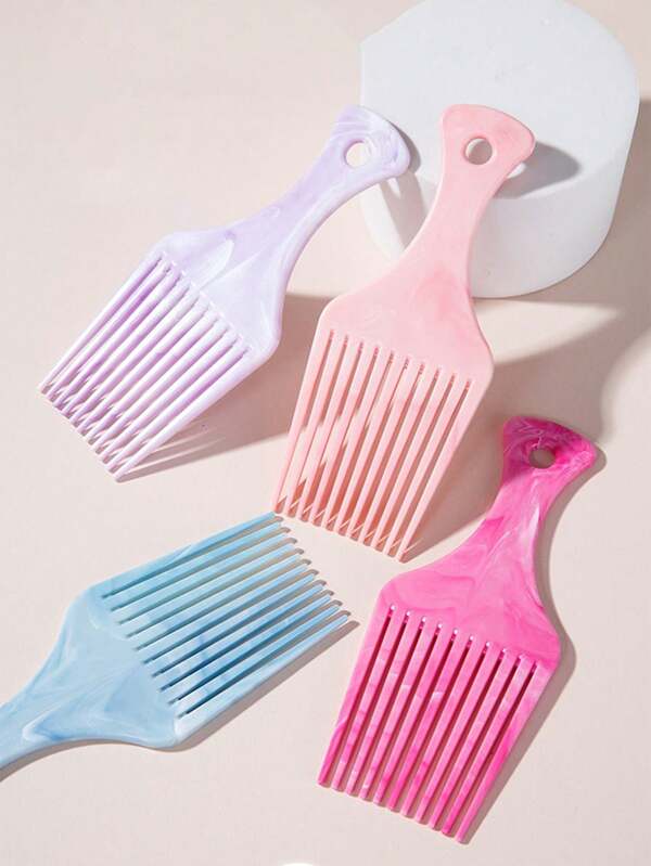 2PCS Texture Dyeing Men And Women Oil Head Insert Comb Hot Texture Comb Wide Teeth Insert Hair Curling Brush Hair Fork Picking Comb Styling Comb Wanmei Texture Styling Straightening Comb Plastic, Multi Color Straightening Handle Comb, Head Massage Handle Comb, Material ABS Solid Color Barber Shop Styling Comb Can Be Gift Free 2PCS Set For Festivals