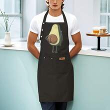 Funny Avocado Ass Dual Waterproof Oilproof Kitchen Chef Aprons With Pockets For Men Women, Adjustable Cooking Apron - Black - View 6