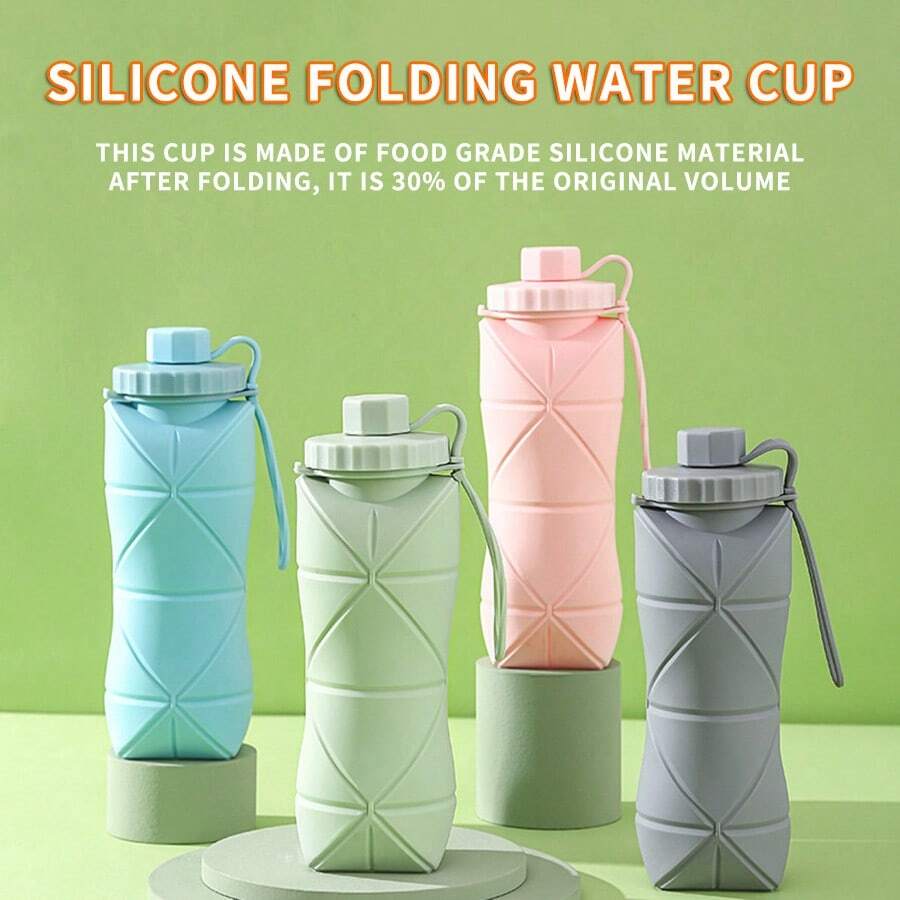 Collapsible Water Bottle Silicone Foldable Water Bottles,Silicone Foldable Water Bottles For Travel, Easy-To-Carry Design And Compact Size,Travel Outdoor Sports Workout Easy-To-Carry Design And Compact Size, 20 Oz