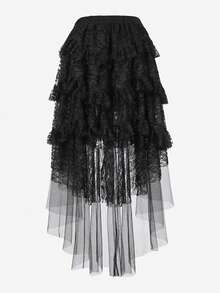 Valentine Outfits For Women,Black Lace Elegant Dress Women's Steampunk Costume Renaissance Skirt Victorian Cosplay Costume - màu đen - Xem 3