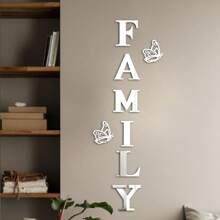 1 Set Of 8pcs Mirror Effect "Family" Slogan & Butterfly Combination Wall Sticker, Waterproof And Self-Adhesive For Kids Room