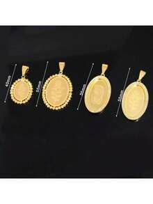 18k Gold Plated Vintage Arabic Style Pendant Necklace, Oval Shape, Bridal Wedding Party Jewelry Gift For Women - Pendant - View 6