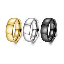 6mm Men's Wedding Band Ring Set, Available In Gold, Silver, Black Color, Domed High Polished Comfort Fit Rings, Size 6-12, Ideal For Wedding, Engagement, Promise, Couples, Anniversary, Valentine's Day, Christmas Or Birthday Gift