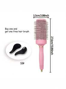 2件套专业陶瓷圆梳套装，适用于日常发型造型 - 防静电，铝制梳筒，尼龙刷毛，ABS塑料手柄，沙龙级工具，附赠一把梳子，返校季、旅行度假必备，女士美发配件，梳子，边缘梳，边缘梳发梳，发梳套装，梳子，理发师，美发设备，发型，美发，发梳，梳子套装，梳子，卷发梳，解结梳，女士发梳，理发师配件，理发店，美发设备