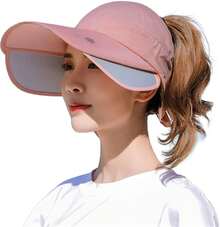 Peicees Wide Brim Visor Hat For Women Golf Visor Cap Sun Protection Hat For Beach Garden Tennis Running Sunshade Hat - Pink - View 7