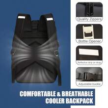 Cooler Backpack 35 50 Can Backpack Cooler Leakproof Insulated Soft Cooler Bag Camping Cooler Beach Cooler Ice Chest Backpack Portable Lightweight Beach Travel Camping Lunch Backpack - Black - View 5