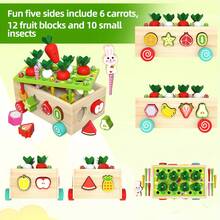 6-In-1 Wooden Toy For Children, Valentine's Day Gift Ideas, Carrot Picking Toy, Shape Sorting Puzzle, Fine Motor Skills Training Toy - Nhiều màu - Xem 3