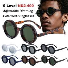 New ND2-400 Adjustable Dimming Glasses Round UV400 9 Level ND Filter Polarized Fashion Glasses Fashion Glasses Outdoor