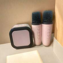 全新热销 K12 蓝牙音箱便携式家用可爱卡拉 OK 迷你无线音响带麦克风 K 歌家庭唱歌机带 2 个麦克风 - 白色 - 查看 13