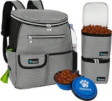 Dog Travel Bag Backpack, Airline Approved Dog Bags For Traveling, Puppy Diaper Bag Supplies, Pet Camping Essentials Hiking Accessories Dog Gift, Food Container, Collapsible Bowls, Stripe Black - 黑色 - 查看 1