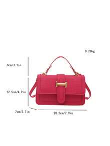 2025 Autumn New Women Handbag Crocodile Embossed Purse Shoulder Bag Solid Color Square Crossbody Bag - Hot Pink - View 6