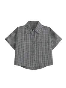 韩版格子短袖衬衫女夏季休闲宽松上衣韩版