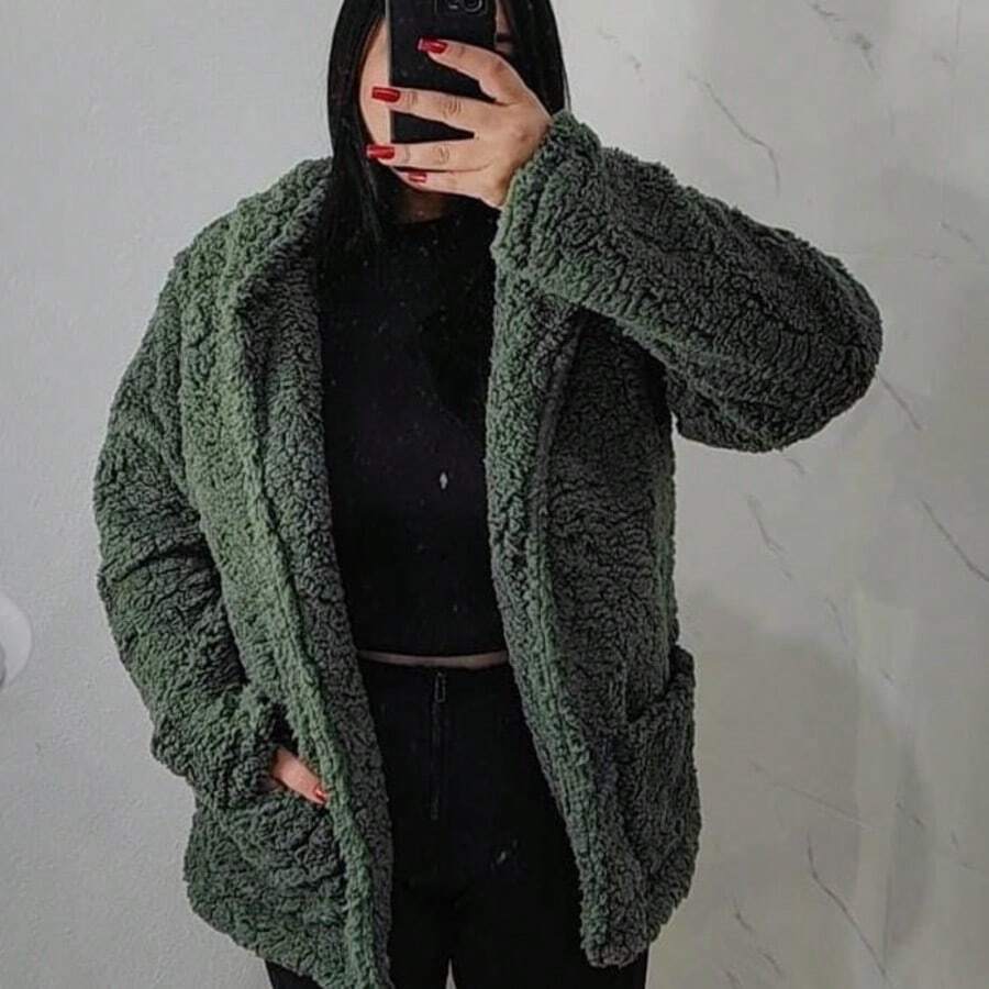 WOMEN'S WINTER COAT. WARM, FURRY - Army Green - View 1