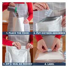 110 Pack Mylar Bags With Oxygen Absorbers - 10Mil Thick Mylar Bags For Food Storage And 400cc Oxygen Absorber, Variety Large Gallon, Quart, 1/2 Pint, Heat & Vacuum Zip Seal Food Bag - 彩色 - 查看 7