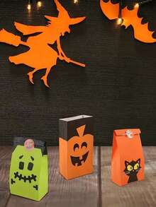 24/32/40/48pcs Halloween Candy Bags With Stickers - "Trick Or Treat" Themed Candy Bags, 8 Different Designs, Suitable For Party Favors, Candy Bags With Fun Sticker Sets, Great For Halloween Party Activities And Gifts - Multicolor - View 6