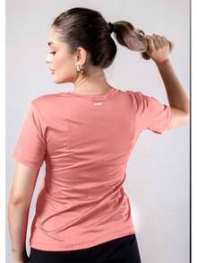 Kit 2 Women's Fitness Tops Dryfit T-Shirt Gym Workout Clothing Slim Fit UV50+ Protection - 白色/粉紅色 - 查看 2