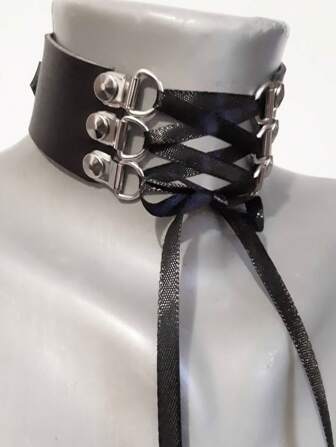 1 stuk Punk Dames Unieke Mode Leren Halsband Choker Sleutelbeen Ketting Western Antieke Stijl Meisjes Accessoire