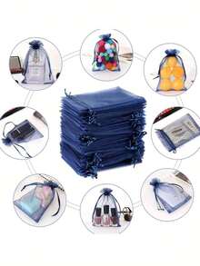 10pcs/20pcs/30pcs 4x6 Inches Luxurious Organza Drawstring Jewelry Pouches - Wedding Party Christmas Favor Gift Bags & Organizers - Reusable, Soft, And Durable Black Gift Wrapping Accessories - Multicolor - View 8