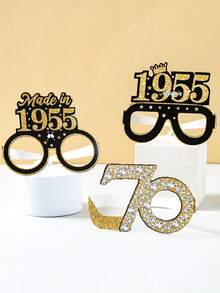 6 件生日派对纸质眼镜，生日快乐黑金 30 岁 40 岁 50 岁 60 岁 70 岁生日纸质眼镜，生日派对纸质眼镜框照片道具，适用于成人生日派对装饰，非常适合生日庆祝活动，黑金生日派对纸质眼镜限量发行 2025 年，生日礼物回礼 - 黑金生日 - 查看 10