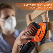 DOVAMAN 130W Detail Sander, 12000 RPM Palm Sander, 12 Sandpapers Included, Efficient Dust Collection System, Ergonomic Hand Sander For Wood & Metal - UK Plug(220-240V) - View 7