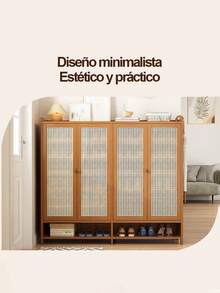 Zapatero de Bambú y Placa Compuesta - Modelo 8 Niveles, Ideal para Entrada - Multicolor - Ver 10