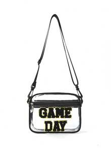 男女休闲透明斜挎包，简约防水PVC透明单肩包，迷你方形手机钱包，带可调节肩带，体育场认可的透明钱包，适合音乐会、体育赛事、节日、旅行、海滩