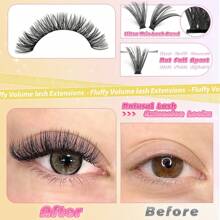 418Pcs Fluffy Clusters Lash Extension Kit Thick Eyelash Extension Kit 40D Wispy Cluster Individual Lashes Kit With Lash Bond And Seal, Eyelashes Tweezers, Lash Brush DIY At Home And Reusable(418Pcs,8-18mm)