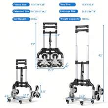 Klapptransportwagen] Tragbarer klappbarer Treppensteigwagen - Handwagen Transportkarre mit Gummiseil