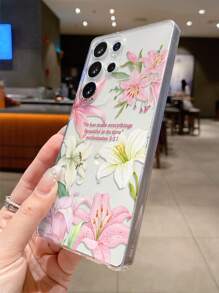 1 pieza Funda de teléfono transparente y a prueba de golpes de TPU con anillo con flor de lirio de colores, compatible con iPhone Xs/Xs Max/Xr/11 12 13 14 15 16 Pro/Pro Max/14 15 16 Plus, Nothing, Pixel, INFINIX, Serie Redmi, que puede regalarse a la pareja y amigos