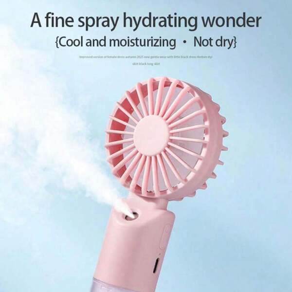 Handheld Misting Fan Humidifying Rechargeable Desk Fan, Student Dorm Portable Mini Fan