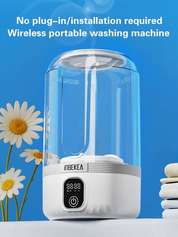1 pieza Lavadora portátil de ropa interior automática con batería de 4000 mAh recargable por USB, Minilavadora para calcetines, limpieza profunda de ropa interior, calcetines, ropa de bebé, adecuada para apartamentos, dormitorios, hoteles, autocaravanas, viajes y camping, sin montaje